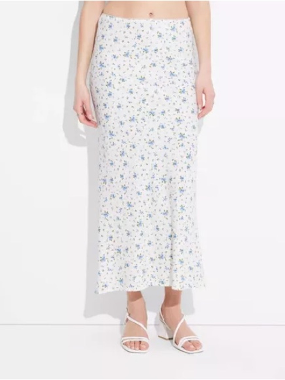 wild fable White Maxi Skirt with Blue Floral Print